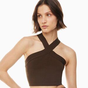 Aritzia/Babaton Brown Sculpt Knit Criss Cross Cropped Tank BNWT